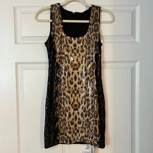 NWT Miss Rosier Leopard Print Sequin Dress S